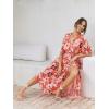imageANRABESS Womens Summer Loose Boho Flowy Wrap V Neck 34 Sleeve Floral Print Slit Beach Wedding Guest Long Maxi DressesFloral Red Pink