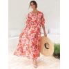 imageANRABESS Womens Summer Loose Boho Flowy Wrap V Neck 34 Sleeve Floral Print Slit Beach Wedding Guest Long Maxi DressesFloral Red Pink