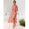 imageANRABESS Womens Summer Loose Boho Flowy Wrap V Neck 34 Sleeve Floral Print Slit Beach Wedding Guest Long Maxi DressesFloral Red Pink