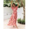imageANRABESS Womens Summer Loose Boho Flowy Wrap V Neck 34 Sleeve Floral Print Slit Beach Wedding Guest Long Maxi DressesFloral Red Pink