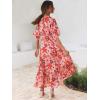 imageANRABESS Womens Summer Loose Boho Flowy Wrap V Neck 34 Sleeve Floral Print Slit Beach Wedding Guest Long Maxi DressesFloral Red Pink