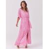 imageANRABESS Womens Summer Loose Boho Flowy Wrap V Neck 34 Sleeve Floral Print Slit Beach Wedding Guest Long Maxi DressesFloral Red White