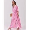 imageANRABESS Womens Summer Loose Boho Flowy Wrap V Neck 34 Sleeve Floral Print Slit Beach Wedding Guest Long Maxi DressesFloral Red White