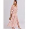 imageANRABESS Womens Summer Loose Boho Flowy Wrap V Neck 34 Sleeve Floral Print Slit Beach Wedding Guest Long Maxi DressesFloral Rose Gold