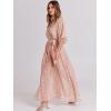 imageANRABESS Womens Summer Loose Boho Flowy Wrap V Neck 34 Sleeve Floral Print Slit Beach Wedding Guest Long Maxi DressesFloral Rose Gold