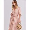 imageANRABESS Womens Summer Loose Boho Flowy Wrap V Neck 34 Sleeve Floral Print Slit Beach Wedding Guest Long Maxi DressesFloral Rose Gold