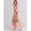 imageANRABESS Womens Summer Loose Boho Flowy Wrap V Neck 34 Sleeve Floral Print Slit Beach Wedding Guest Long Maxi DressesFloral Rose Gold