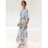 imageANRABESS Womens Summer Loose Boho Flowy Wrap V Neck 34 Sleeve Floral Print Slit Beach Wedding Guest Long Maxi DressesFloral Sky Blue