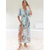 imageANRABESS Womens Summer Loose Boho Flowy Wrap V Neck 34 Sleeve Floral Print Slit Beach Wedding Guest Long Maxi DressesFloral Sky Blue