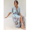 imageANRABESS Womens Summer Loose Boho Flowy Wrap V Neck 34 Sleeve Floral Print Slit Beach Wedding Guest Long Maxi DressesFloral Sky Blue