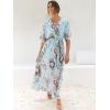 imageANRABESS Womens Summer Loose Boho Flowy Wrap V Neck 34 Sleeve Floral Print Slit Beach Wedding Guest Long Maxi DressesFloral Sky Blue