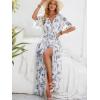 imageANRABESS Womens Summer Loose Boho Flowy Wrap V Neck 34 Sleeve Floral Print Slit Beach Wedding Guest Long Maxi DressesFloral White Teal