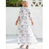 imageANRABESS Womens Summer Loose Boho Flowy Wrap V Neck 34 Sleeve Floral Print Slit Beach Wedding Guest Long Maxi DressesFloral White Teal