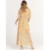 imageANRABESS Womens Summer Loose Boho Flowy Wrap V Neck 34 Sleeve Floral Print Slit Beach Wedding Guest Long Maxi DressesFloral Yellow Pink