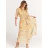 imageANRABESS Womens Summer Loose Boho Flowy Wrap V Neck 34 Sleeve Floral Print Slit Beach Wedding Guest Long Maxi DressesFloral Yellow Pink