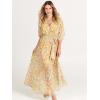 imageANRABESS Womens Summer Loose Boho Flowy Wrap V Neck 34 Sleeve Floral Print Slit Beach Wedding Guest Long Maxi DressesFloral Yellow Pink