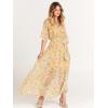 imageANRABESS Womens Summer Loose Boho Flowy Wrap V Neck 34 Sleeve Floral Print Slit Beach Wedding Guest Long Maxi DressesFloral Yellow Pink