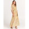 imageANRABESS Womens Summer Loose Boho Flowy Wrap V Neck 34 Sleeve Floral Print Slit Beach Wedding Guest Long Maxi DressesFloral Yellow Pink