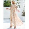 imageANRABESS Womens Summer Loose Boho Flowy Wrap V Neck 34 Sleeve Floral Print Slit Beach Wedding Guest Long Maxi DressesFloral Yellow White