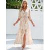 imageANRABESS Womens Summer Loose Boho Flowy Wrap V Neck 34 Sleeve Floral Print Slit Beach Wedding Guest Long Maxi DressesFloral Yellow White