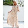 imageANRABESS Womens Summer Loose Boho Flowy Wrap V Neck 34 Sleeve Floral Print Slit Beach Wedding Guest Long Maxi DressesFloral Yellow White