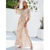 imageANRABESS Womens Summer Loose Boho Flowy Wrap V Neck 34 Sleeve Floral Print Slit Beach Wedding Guest Long Maxi DressesFloral Yellow White