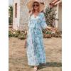 imageANRABESS Womens Summer Loose Boho Flowy Wrap V Neck 34 Sleeve Floral Print Slit Beach Wedding Guest Long Maxi DressesGreen Leaf Print