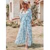 imageANRABESS Womens Summer Loose Boho Flowy Wrap V Neck 34 Sleeve Floral Print Slit Beach Wedding Guest Long Maxi DressesGreen Leaf Print