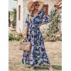 imageANRABESS Womens Summer Loose Boho Flowy Wrap V Neck 34 Sleeve Floral Print Slit Beach Wedding Guest Long Maxi DressesNavy Flor