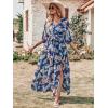 imageANRABESS Womens Summer Loose Boho Flowy Wrap V Neck 34 Sleeve Floral Print Slit Beach Wedding Guest Long Maxi DressesNavy Flor
