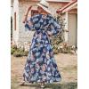 imageANRABESS Womens Summer Loose Boho Flowy Wrap V Neck 34 Sleeve Floral Print Slit Beach Wedding Guest Long Maxi DressesNavy Flor