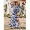 imageANRABESS Womens Summer Loose Boho Flowy Wrap V Neck 34 Sleeve Floral Print Slit Beach Wedding Guest Long Maxi DressesNavy Flor