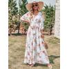 imageANRABESS Womens Summer Loose Boho Flowy Wrap V Neck 34 Sleeve Floral Print Slit Beach Wedding Guest Long Maxi DressesPalm Flor