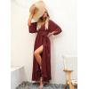 imageANRABESS Womens Summer Loose Boho Flowy Wrap V Neck 34 Sleeve Floral Print Slit Beach Wedding Guest Long Maxi DressesRed