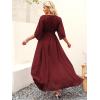 imageANRABESS Womens Summer Loose Boho Flowy Wrap V Neck 34 Sleeve Floral Print Slit Beach Wedding Guest Long Maxi DressesRed