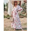 imageANRABESS Womens Summer Loose Boho Flowy Wrap V Neck 34 Sleeve Floral Print Slit Beach Wedding Guest Long Maxi DressesRed Flor