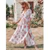 imageANRABESS Womens Summer Loose Boho Flowy Wrap V Neck 34 Sleeve Floral Print Slit Beach Wedding Guest Long Maxi DressesRed Flor