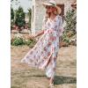 imageANRABESS Womens Summer Loose Boho Flowy Wrap V Neck 34 Sleeve Floral Print Slit Beach Wedding Guest Long Maxi DressesRed Flor