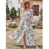 imageANRABESS Womens Summer Loose Boho Flowy Wrap V Neck 34 Sleeve Floral Print Slit Beach Wedding Guest Long Maxi DressesWhite Flor