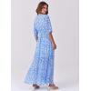 imageANRABESS Womens Summer Loose Boho Flowy Wrap V Neck 34 Sleeve Floral Print Slit Beach Wedding Guest Long Maxi DressesWhite Flor Print