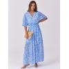 imageANRABESS Womens Summer Loose Boho Flowy Wrap V Neck 34 Sleeve Floral Print Slit Beach Wedding Guest Long Maxi DressesWhite Flor Print