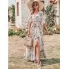 imageANRABESS Womens Summer Loose Boho Flowy Wrap V Neck 34 Sleeve Floral Print Slit Beach Wedding Guest Long Maxi DressesYellow Flor
