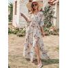 imageANRABESS Womens Summer Loose Boho Flowy Wrap V Neck 34 Sleeve Floral Print Slit Beach Wedding Guest Long Maxi DressesYellow Flor