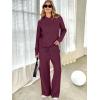 imageANRABESS Womens Two Piece Outfits Casual Knit Hooded Sweater Straight Leg Pants Set 2025 Fall Lounge Travel ClothesWine Red
