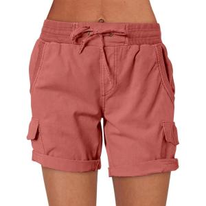 imageANRABESS Womens Summer Shorts 2025 Dressy Casual Hiking Cargo Shorts Trendy Outdoor Outfits 6 PocketsBrick Red