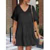 imageANRABESS Dresses for Women Summer 2025 V Neck Ruffle Sleeve A Line Tiered Flowy Casual Trendy Mini Beach Dress with PocketsBlack