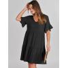imageANRABESS Dresses for Women Summer 2025 V Neck Ruffle Sleeve A Line Tiered Flowy Casual Trendy Mini Beach Dress with PocketsBlack