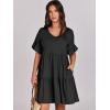 imageANRABESS Dresses for Women Summer 2025 V Neck Ruffle Sleeve A Line Tiered Flowy Casual Trendy Mini Beach Dress with PocketsBlack