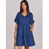 imageANRABESS Dresses for Women Summer 2025 V Neck Ruffle Sleeve A Line Tiered Flowy Casual Trendy Mini Beach Dress with PocketsBlue