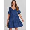imageANRABESS Dresses for Women Summer 2025 V Neck Ruffle Sleeve A Line Tiered Flowy Casual Trendy Mini Beach Dress with PocketsBlue